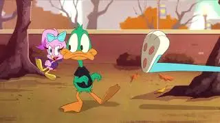 Buster Bunny - Go ahead. (Points his right leg at Plucky) Rub it. (READ DESCRIPTION)