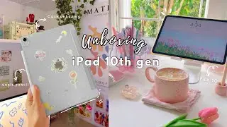 ASMR Unboxing 🧸 iPad 10th gen (Silver)🌷 aesthetic Pencil + accessories☁️