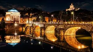 Turin Winter Night Walking Tour 4K | Italy Walk Tour