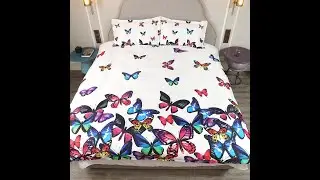 3D Colorful Butterflies Bedding Set Soft Lightweight Warm 5-Piece Comforter Set Polyester