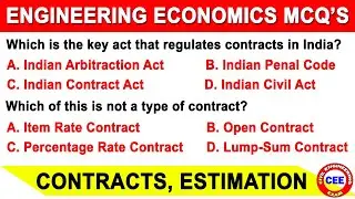 Engineering Economics mcq | contracts mcq | Engineering Economics objectives | Economics MCQ | civil