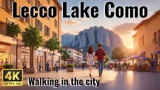 🇮🇹 Autumn Sunset Walk in Lecco, Lake Como - Lakefront to Historic Center | Italy Walking Tour