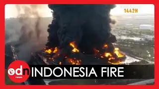 Massive Fire Erupts At Indonesian Oil Refinery