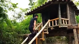 Solo build a cliff shelter hand tools techniques🤞natural home 🏠#youtube #youtubevideo #natural