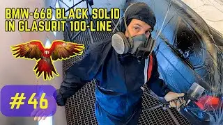BMW painted in BLACK SOLID- 668  #autopremium #glasurit100 #hardwork #black #howtopaintacar