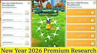 New Year's 2026 Premium Timed Research Rewards in Pokemon Go | Shiny Party Top Hat Pikachu Encounter