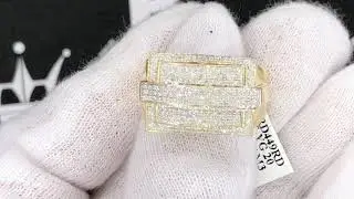 Ice Stripe Box .60cttw Diamond 10K Yellow Gold Iced Out Ring | Hip Hop Bling Jewelry