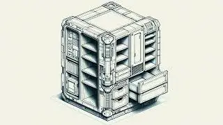 Wool a cool 2d blueprint sketch of a squareish futuristic cupboard