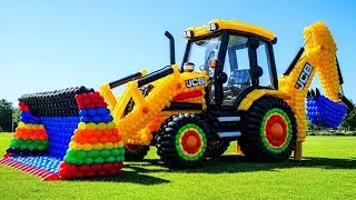 Balloon JCB With Clown | Colorful Balloon Machine Animation | Satisfying 3D Build