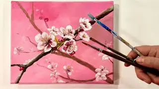 Kirschbl&uuml;te mit Acryl malen - f&uuml;r ANF&Auml;NGER (Anleitung)