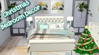 BLUE CHRISTMAS BEDROOM INTERIOR | THE SIMS 4 SPEED BUILD + CC LINKS | Melanin Sims