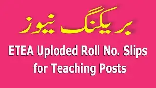 ETEA Roll Number slips : ETEA Uploaded Roll Number slips for different Teaching posts KPK
