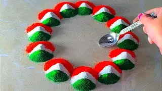 Happy Independence Day special Tricolour rangolis 🇮🇳 using household rangoli tools | 15 अगस्त रंगोली