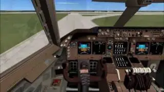 FSX Departure 747-400 , Stuttgart runway 7