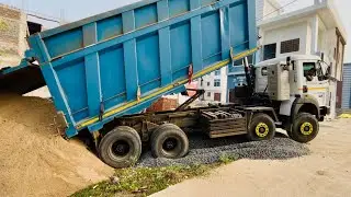  रेत का डंपर खाली फस गया || ट्रैक्टर से निकला डंपर को || 🚜💪💪🚚🚛
