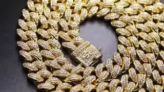 KRKC&CO-14k Gold CZ Iced Out Cuban Link Chain