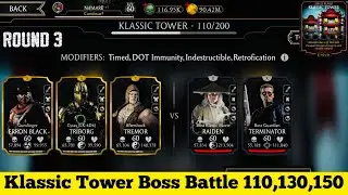 Klassic Tower Bosses Battle 110 , 130 & 150 Fight + Reward | MK Mobile