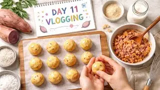 Day 12 Vlogging | Making Crispy Sweet Potato Balls at Home 🍠✨#Day11Vlog #SweetPotatoBalls 