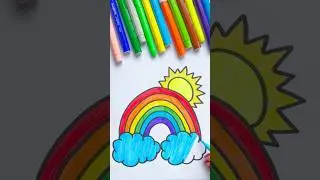 How to draw a rainbow and sun for kids #shorts #shortvideo #short #subscribe #love #drawing #girl