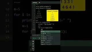 Pascal's Triangle pattern in python|pattern Printing in python #viral