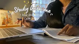 Study with me | 1 hour | Calm piano | Timer 📚⏱️🎧