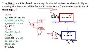 Friction | Angle of Friction | EM | Engineering Mechanics | Problem 7 | important question