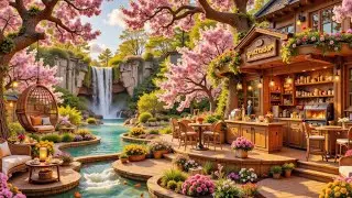 Relaxing Jazz Cafe Space for Spring Morning Coffee ☕ Garden Porch Ambience & Flowers