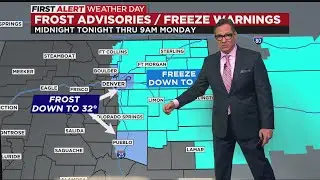 Frost Advisories and Freeze Warnings for many on Monday morning