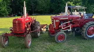 IH farmall super A and 140 husband and wife planting dove plot sunflowers