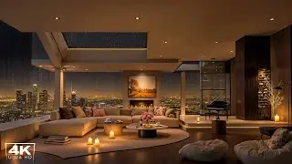 Cozy Luxury Apartment with Los Angeles Night View | Soft Piano Jazz Music for Deep Sleep