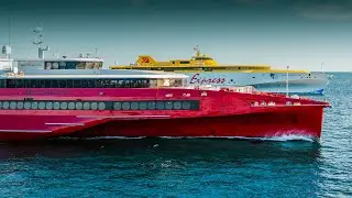 TWO AUSTAL TRIMARAN FERRIES AT SEA - BAJAMAR EXPRESS & QUEEN BEETLE