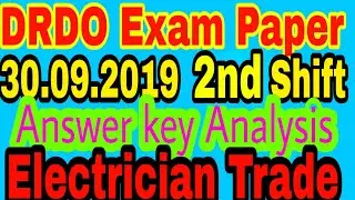 DRDO answer key 30 September 2019 2nd shift electrician|| 30.09.2019 2nd shift answer key DRDO