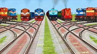 Trains Crossing At Bumpy Curves Railroad Tracks | high graphics train video indian railway