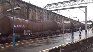 The x2 Class 90 DB Cargo UK Nos.90035+90029 with ICA Bogie Tank Wagons was over halted at Carlisle.