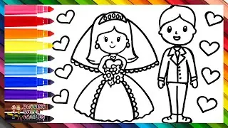 Dessiner Et Colorier Un Couple De Jeunes Mari&eacute;s: Un Mari&eacute; Et Une Mari&eacute;e 🤵👰💍❤️🌈