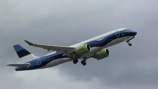 ESTONIAN FLAG LIVERY Air Baltic Airbus 220-300 YL-CSJ Take Off Malaga LEMG