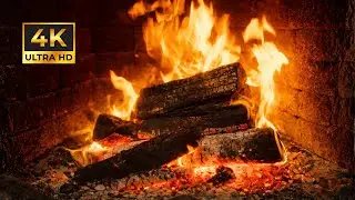 12H Fireplace Sounds with Crackling Wood | Cozy 4K Fire Ambience