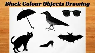 How To Draw Black Colour Objects ll Black Colour Objects Drawing  Easy ll Black Objects Painting