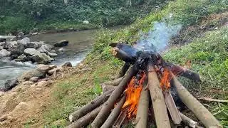 Flowing Water & Campfire Sounds 💧🔥 | Calm Nature Ambience for Relaxation