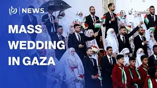 54 Palestinian couples celebrate mass wedding in Gaza amid ruins