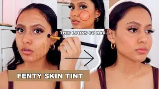 FENTY Eaze Drop Blurring Skin Tint Demo + Review! Shade 12 | Textured Acne Prone Skin!