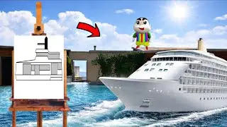 FRANKLIN AND SHINCHAN DRAWING A LUXURY SHIP WITH HELP OF MAGICAL PAINTING BOARD IN GTA 5