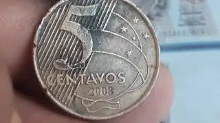 MOEDA ESCASSA DE 5 CENTAVOS 2008 COM VALOR ATUALIZADOS MBC SOBERBA E FC