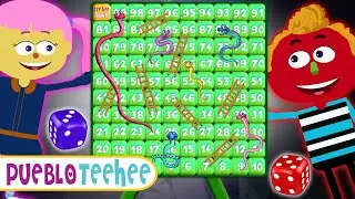 Juega Serpientes y Escaleras con Len y Mini | Pueblo Teehee