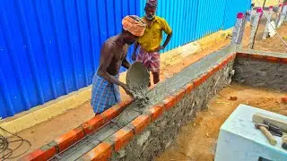 Techniques of Basement Construction _Stone Masonry Wall Basement Belt Concrete with Iron Rod