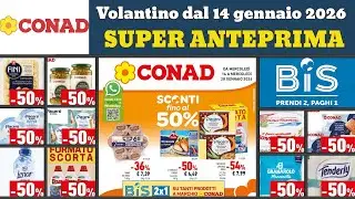 volantino CONAD dal 14 gennaio 2026 ✅ #anteprima Sconti fino 50% 🔥 Offerte e promozioni BIS