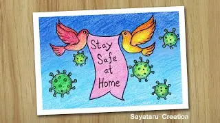 Stay at home drawing covid 19, Coronavirus awareness drawing for beginners