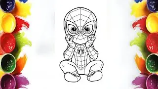 Relaxing Learning: How to Color Baby Spidey | Mini Artist Coloring Tutorial