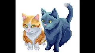 Pixel Art Daily Painting i colored Two Cat 🐈 # 521