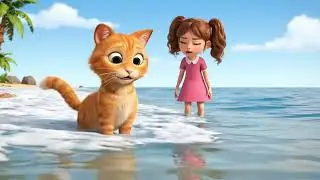 Lucky the cat went shopping, had dinner, and went to the beach with Lily.